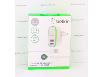 Зарядное устройство Belkin 2-Port-MicroUSB Home Charger F8J052 белое